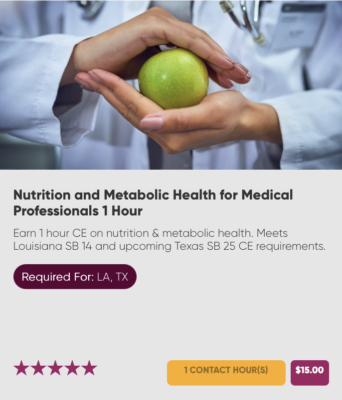 Do Louisiana Physicians Need Nutrition and Metabolic Health CE? SB 14 Requirement Explained (Instant Certificate)